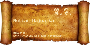 Metian Hajnalka névjegykártya